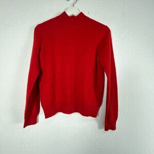Charter Club Petite Womens Red Mock Neck Cashmere Sweater Size P/P Pullover Cozy